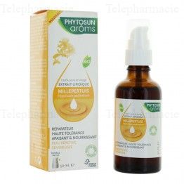 Huile v&eacute;g&eacute;tale de millepertuis peaux reactives sensibilisees bio 50ml