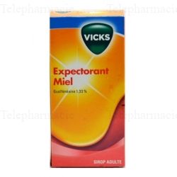 VICKS EXPECTORANT GUAIFENESINE 1,33 % ADULTES MIEL, sirop
